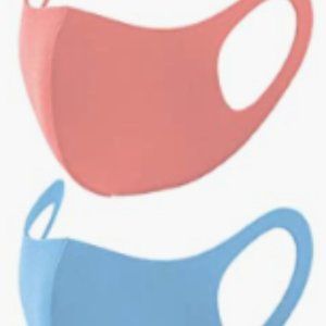 2 PC Adult Face Mask Washable Reusable Polyester Face Covering Blue & Pink